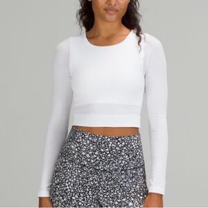 Lululemon Ebb to Street Long Sleeve Crop Top White Size 12